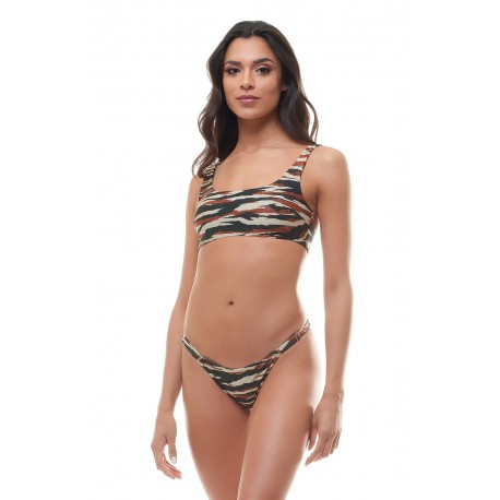 Acqua di cocco Costume bikini a corpetto con buco coppa removibile animalier zebrato lurex