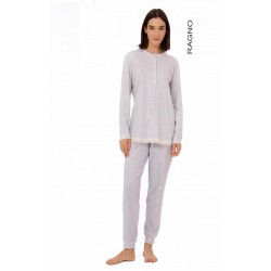 Ragno Pigiama Donna scollo serafino con bottoni interlock caldo cotone