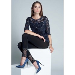 Oroblu Seline Leggings coprente decoro glamour pizzo caviglia nero décolleté